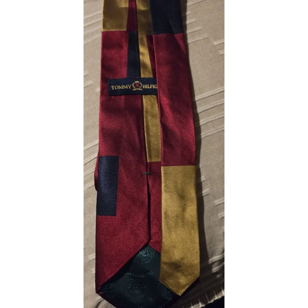 TOMMY HILFIGER Vintage Tie  Silk‎ Patchwork Color Block Harry Potterish